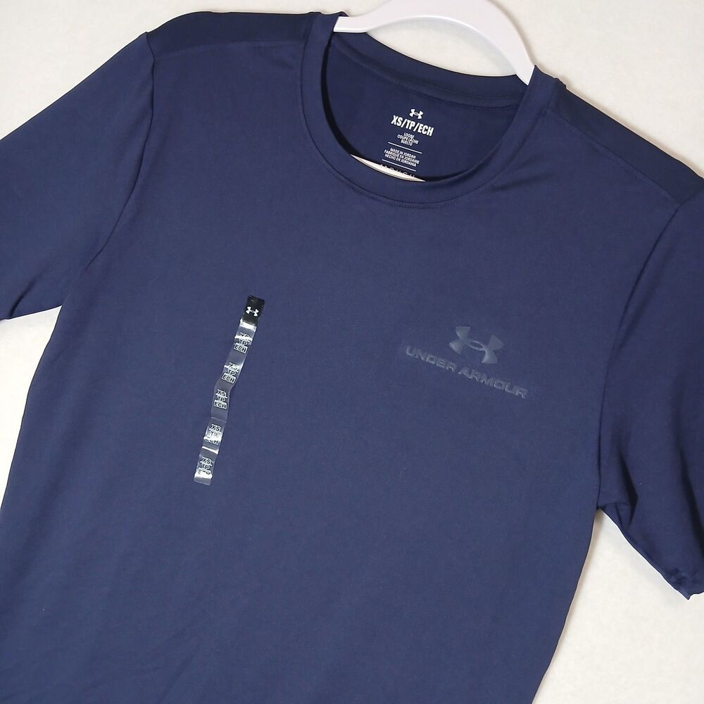 Under Armour Mens XS Tech Navy Athletic Shirt Performance Vanish Energy #1165
